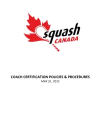 Coach Certification Policies & Procedures