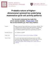 Dimensional Symmetries Underlying Mammalian Grid-Cell Activity Patterns