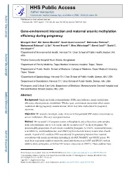 Gene-Environment Interaction and Maternal Arsenic Methylation Efficiency During Pregnancy