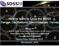 How to Learn to Love the BOSS Baryon Oscillations Spectroscopic Survey
