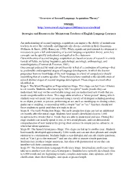 “Overview of Second Language Acquisition Theory” NWREL