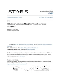 Attitudes of Mothers and Daughters Towards Menstrual Suppression