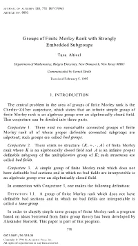 Groups of Finite Morley Rank with Strongly Embedded Subgroups