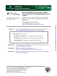 Peptides Class I Molecules Presenting Phosphorylated Reduced KIR2DL1 Recognition Of