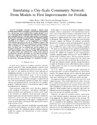 Simulating a City-Scale Community Network: from Models to First Improvements for Freifunk