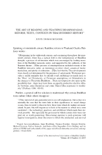 The Art of Reading and Teaching Dhammapadas: Reform, Texts, Contexts in Thai Buddhist History1