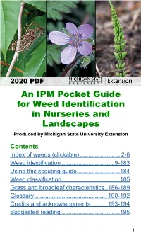 An IPM Pocket Guide for Weed Identification in Nurseries and Landscapes Produced by Michigan State University Extension