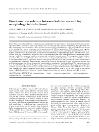 Functional Correlation Between Habitat Use and Leg Morphology in Birds (Aves)