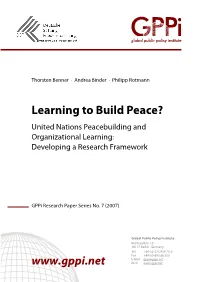 Learning to Build Peace? Developing a Research Framework 2