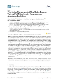 Prioritizing Management of Non-Native Eurasian Watermilfoil Using Species Occurrence and Abundance Predictions