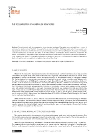 The Regularization of Old English Weak Verbs