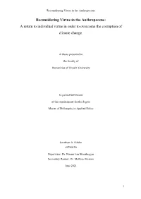 A Return to Individual Virtue in Order to Overcome the Corruption of Climate Change