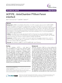 ACPYPE - Antechamber Python Parser Interface Alan W Sousa Da Silva1,2,3* and Wim F Vranken2,4