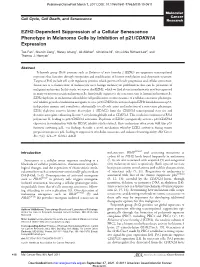 EZH2-Dependent Suppression of a Cellular Senescence Phenotype in Melanoma Cells by Inhibition of P21/CDKN1A Expression