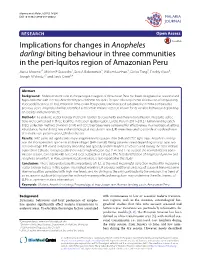 Implications for Changes in Anopheles Darlingi Biting Behaviour in Three