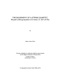 Mozart's String Quartet in D Minor, K