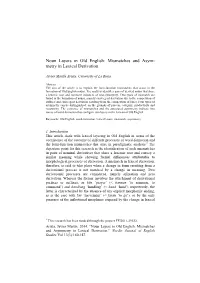 Noun Layers in Old English: Mismatches and Asym- Metry in Lexical Derivation