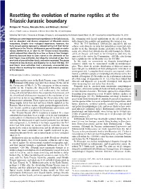 Resetting the Evolution of Marine Reptiles at the Triassic-Jurassic Boundary