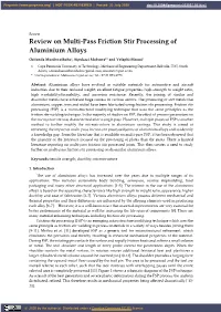 Review on Multi-Pass Friction Stir Processing of Aluminium Alloys