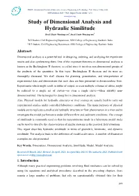 Study of Dimensional Analysis and Hydraulic Similitude 1 2 Syed Ubair Mustaqeemp ,P Syed Uzair Mustaqeemp