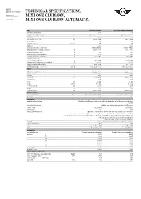 Technical Specifications. Mini One
