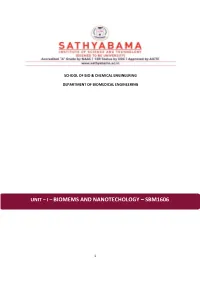 Unit – I – Biomems and Nanotechology – Sbm1606