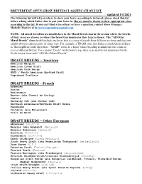 Breyerfest Breed Classification List
