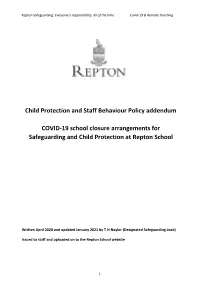 Child Protection and Staff Behaviour Policy Addendum