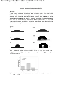 Contact Angles with Water and Glycerin Were Measured with OCA20 Data Physics Instruments (Data Physics, Germany) Using Sessile Drop Technique