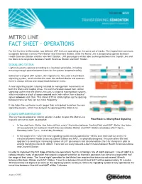 Metro Line Fact Sheet – Operations