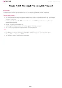 Mouse Adh4 Knockout Project (CRISPR/Cas9)