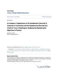 Of Contracts in Connecticut and the Restatement (Second) and (Third) of Torts in Washington: Realizing the Restatements' Objectives in Practice