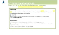 RIVERSIDE SCHOOL BOARD Three-Year Plan for the Allocation and Destination of Immovables
