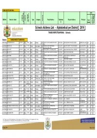 Schools Address List - Alphabetical Per District 2019 THABO MOFUTSANYANA: Schools