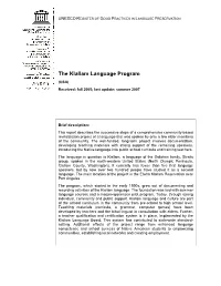 The Klallam Language Program (USA) Received: Fall 2005; Last Update: Summer 2007