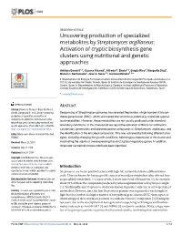 Uncovering Production of Specialized Metabolites by Streptomyces Argillaceus: Activation of Cryptic Biosynthesis Gene Clusters U