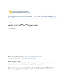 A Check-List of West Virginia Birds Maurice Brooks