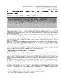 A Comparative Analysis of String Metric Algorithms