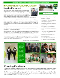 INFORMATION for APPLICANTS Head's Foreword Ensuring