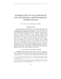Introduction to the Symposium on Convergence and Divergence in Private Law