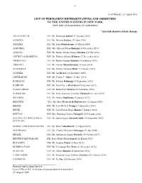 PERMANENT REPRESENTATIVES and OBSERVERS to the UNITED NATIONS in NEW YORK (With Date of Presentation of Credentials)