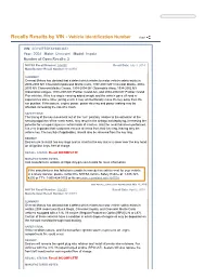 Recalls Results by VIN - Vehicle Identification Number Print
