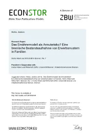Das Ernährermodell Als Armutsrisiko? Eine Bremische Bestandsaufnahme Von Erwerbsmustern in Familien
