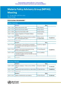Documentation from Session 1 of the April 2021 MPAG Meeting