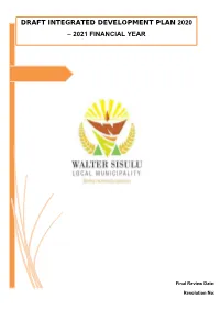 Draft Integrated Development Plan 2020 – 2021 Financial Year