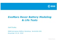 Exomars Rover Battery Modeling & Life Tests