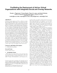 Facilitating the Deployment of Ad-Hoc Virtual Organizations With