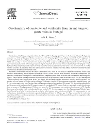 Geochemistry of Cassiterite and Wolframite from Tin and Tungsten Quartz Veins in Portugal ⁎ A.M.R