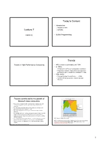 Lecture 7 Today's Content Trends