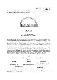 MAN SE with Respect to Non-Equity Securities Within the Meaning of Art